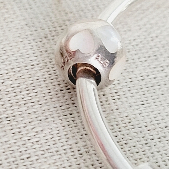 PANDORA purple amethyst mother of pearl beads charm sterling silver bracelet - Picture 8 of 15